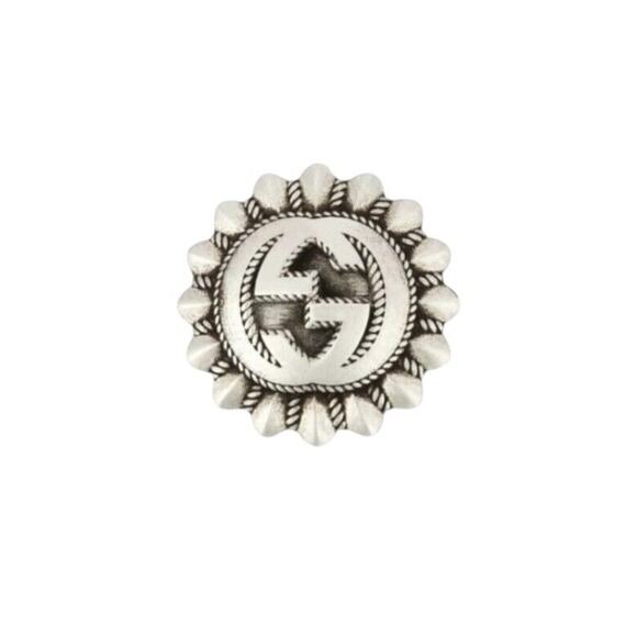 Gucci GG Logo Silver Flower Pin - Picture 1 of 5